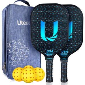 Pickleball Paddles Set of 2 - Graphite Surface with High Grit & Spin
